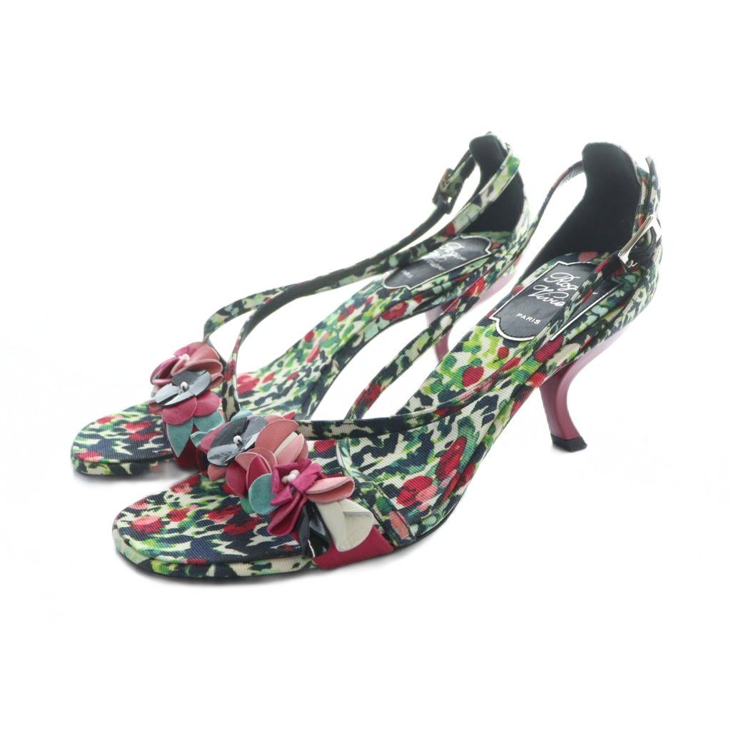 ロジェヴィヴィエ ROGER VIVIER サンダル ハイヒール ロゴ 花柄