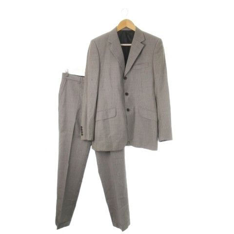 ポールスミス PAUL SMITH シングルスーツ 2点セット セットアップ テーラードジャケット 背抜き スラックス ストレート ストライプ L グレー CK 2 GY 18