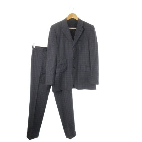 ポールスミス PAUL SMITH シングルスーツ 2点セット セットアップ テーラードジャケット 総裏地 スラックス ストレート ウインドーペン L 紺 ネイビー CK 3 GY 18