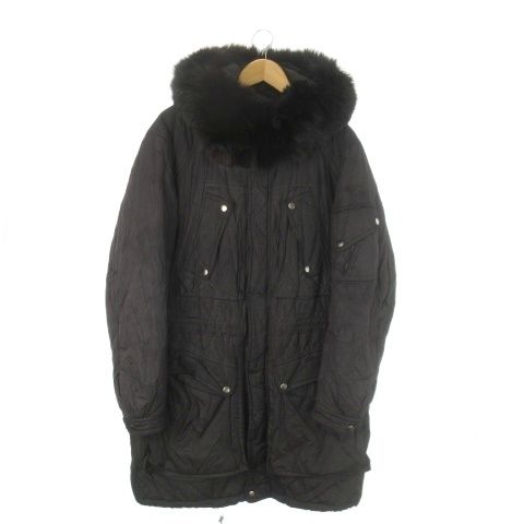 ゼニア Zegna ミリタリーコート モッズ ジップアップ フーディ ファー 50 M 黒 ブラック |AO 8 GY 18