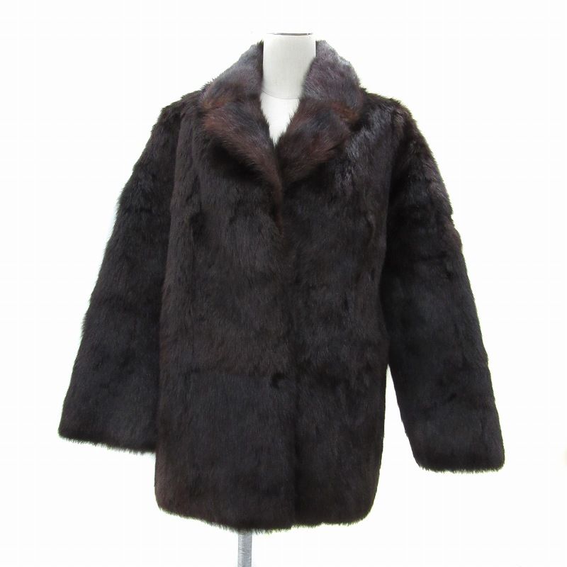 ミンクファーコート 毛皮コート ハーフ丈 無地 ダークブラウン |SY 43 GY 18