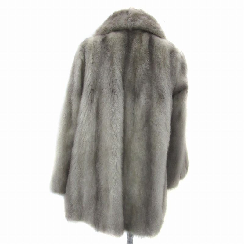 サファイアミンクファーコート 毛皮コート ハーフ丈 ライトグレー SY 37 GY 18