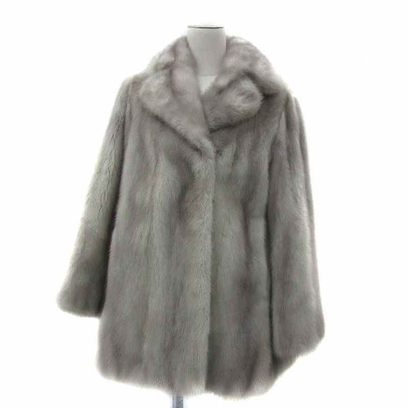 サファイアミンクファーコート 毛皮コート ハーフ丈 ライトグレー |SY 37 GY 18