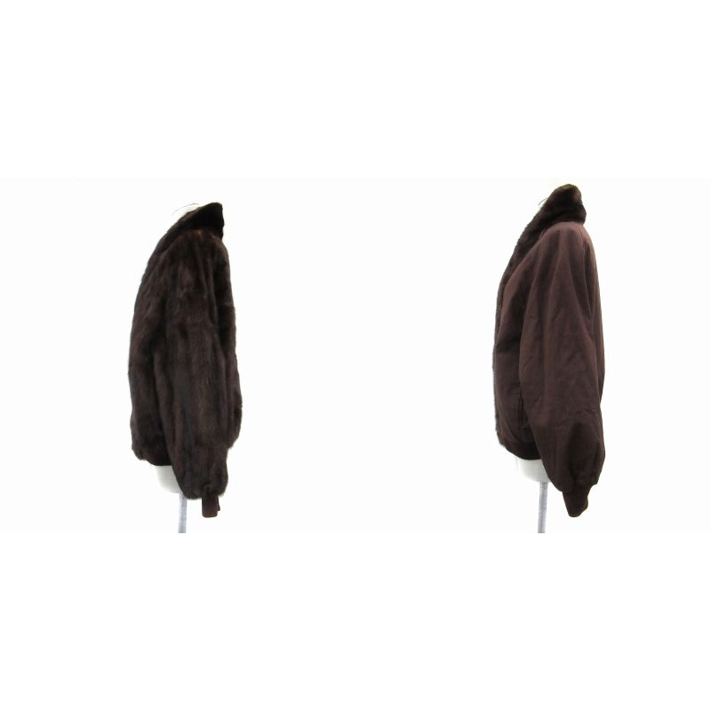  ミンクファーコート 毛皮コート ブルゾンジャケット リバーシブル ハーフ丈 無地 ジップアップ ブラウン 茶 SY 35 GY 18 毛皮 ファーコート ジャケット アウター