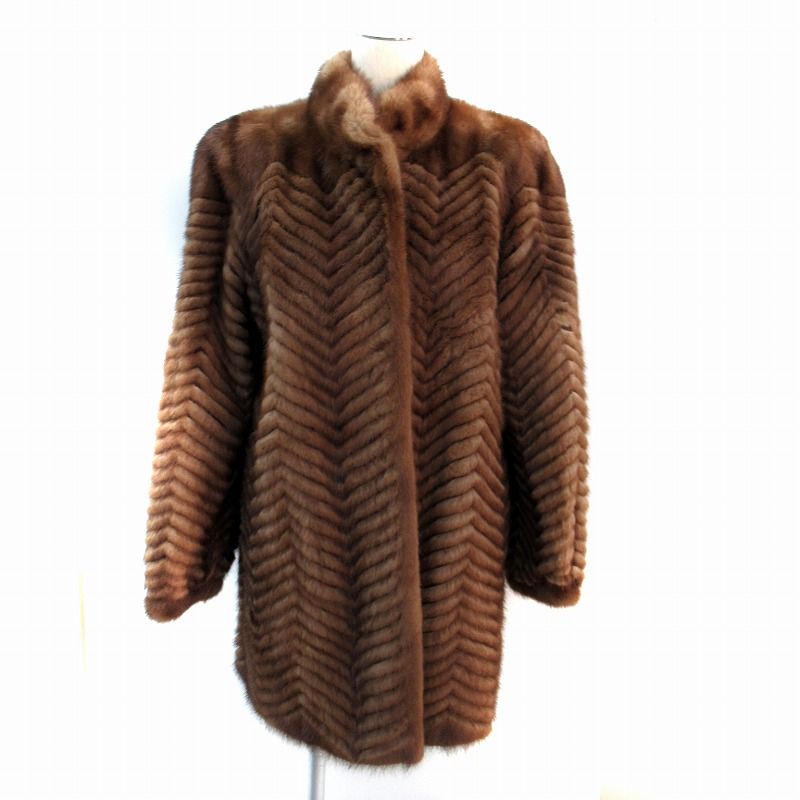 パロディー palody 毛皮コート ファーコート ミンク ミディアム丈 13 大きいサイズ 茶 ブラウン |SM 18 GY