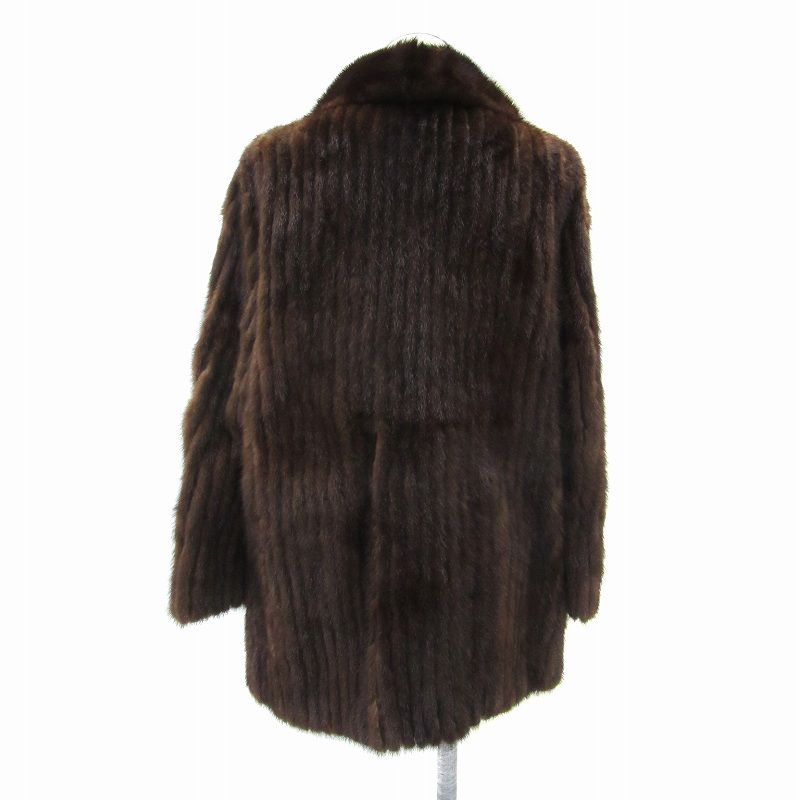 ミンクファーコート 毛皮コート ハーフ丈 無地 13 ブラウン SY 41 GY 18