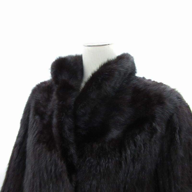  ミンクファーコート 毛皮コート ハーフ丈 スタンド 無地 9 黒 ブラック SY 32 GY 18 毛皮 ファーコート ジャケット アウター