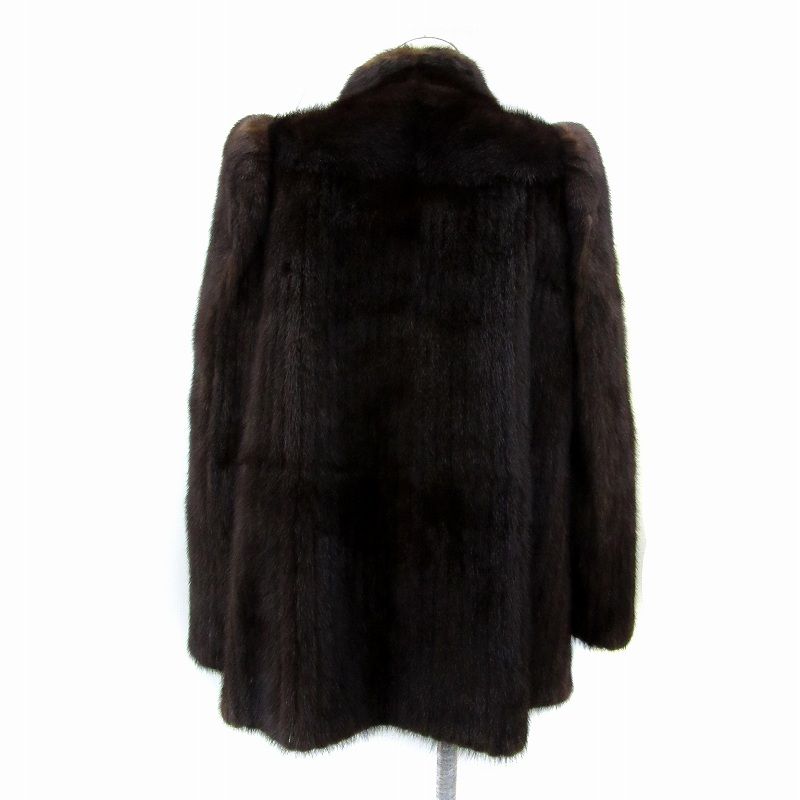 ミンクファーコート 毛皮コート ハーフ丈 9 茶 ブラウン SY 48 GY 18