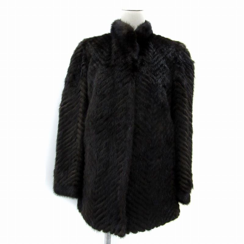 ミンクファーコート 毛皮コート ハーフ丈 無地 9 黒 ブラック |SY 51 GY 18