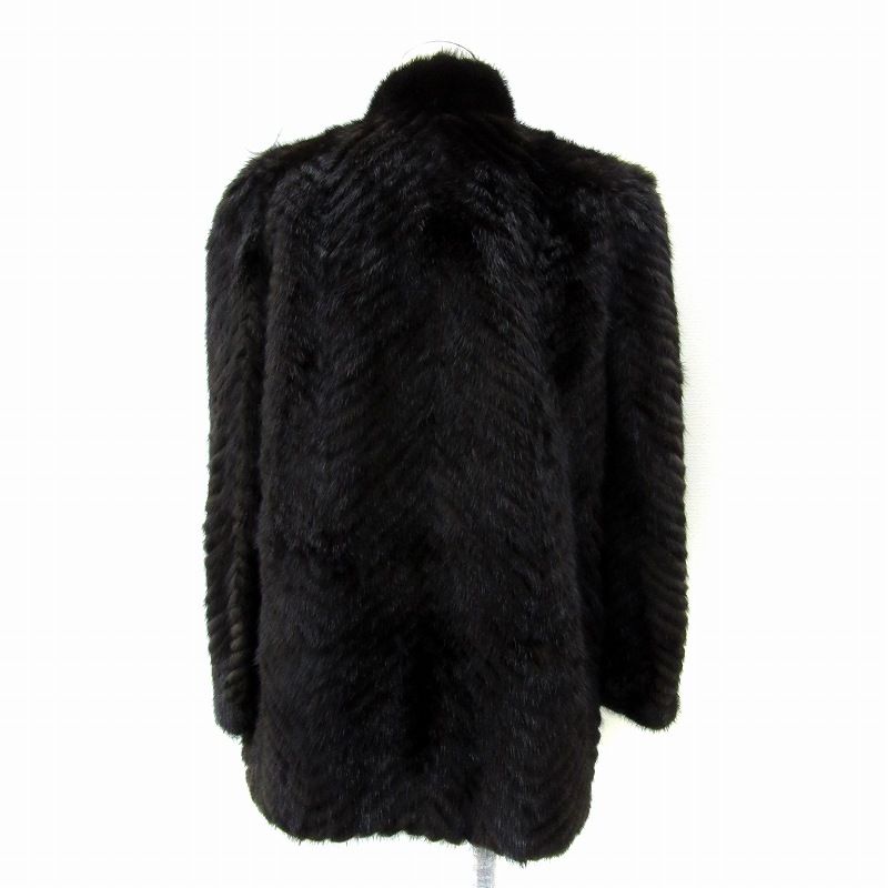 ミンクファーコート 毛皮コート ハーフ丈 無地 9 黒 ブラック SY 51 GY 18