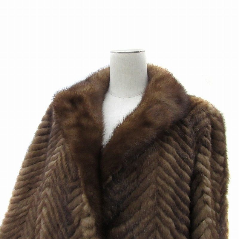 ミンクファーコート 毛皮コート ハーフ丈 11 茶 ブラウン /SY44 □GY18