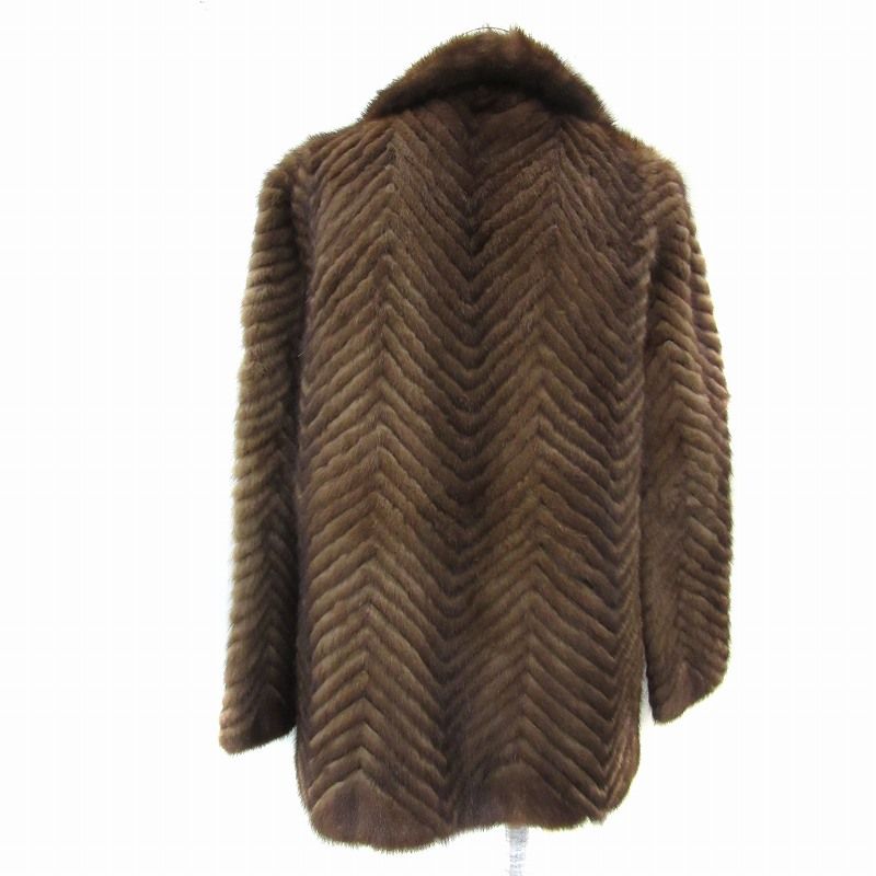 ミンクファーコート 毛皮コート ハーフ丈 11 茶 ブラウン /SY44 □GY18