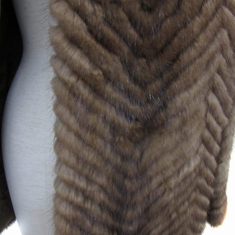 ミンクファーコート 毛皮コート ハーフ丈 11 茶 ブラウン /SY44 □GY18