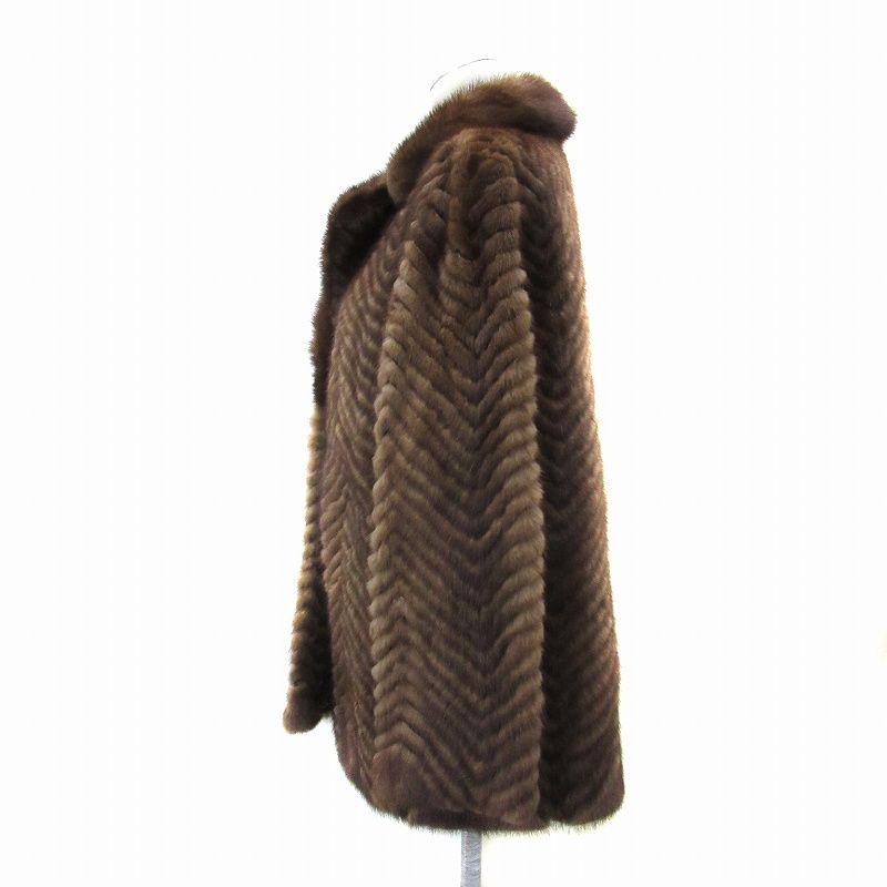 ミンクファーコート 毛皮コート ハーフ丈 11 茶 ブラウン /SY44 □GY18