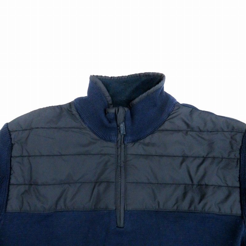 バブアー Barbour ニット カットソー ハーフジップ 長袖 切替 M 紺 ネイビー |HO 24 GY 18