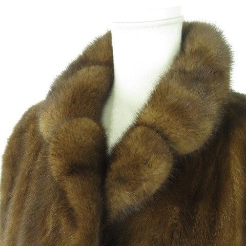 ノーブランド ファーコート ミンク 毛皮 ハーフ丈 大きいサイズ 13 茶