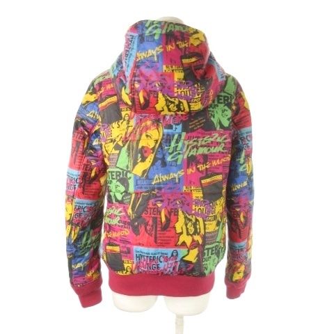 ヒステリックグラマー GLAMOUR プリマロフトナイロンタフタ 総柄フーデッドJK 中綿ジャケット フーディ ジップアップ 総柄 M ピンク CK 19 GY 01