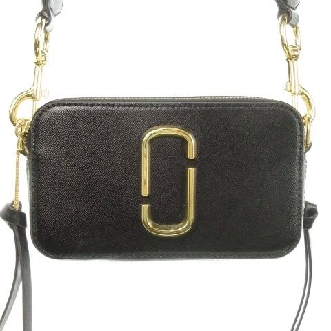 マークジェイコブス MARC JACOBS The Snapshot ショルダーバッグ クロスボディバッグ ロゴ レザー 黒 ブラック グレー AH 24 GY 01