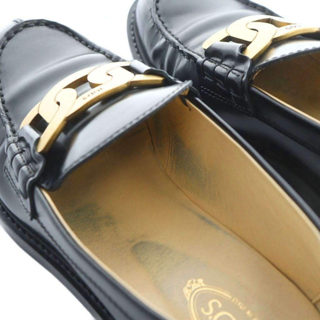 トッズ TOD'S ケイト ローファー シューズ 靴 ロゴ 金具 レザー 38