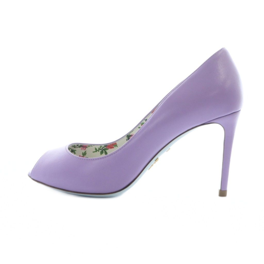 プラダ PRADA 花柄パンプス ハイヒール アンクルストラップ パープル プラダ PRADA 花柄パンプス ハイヒール アンクルストラップ パープル