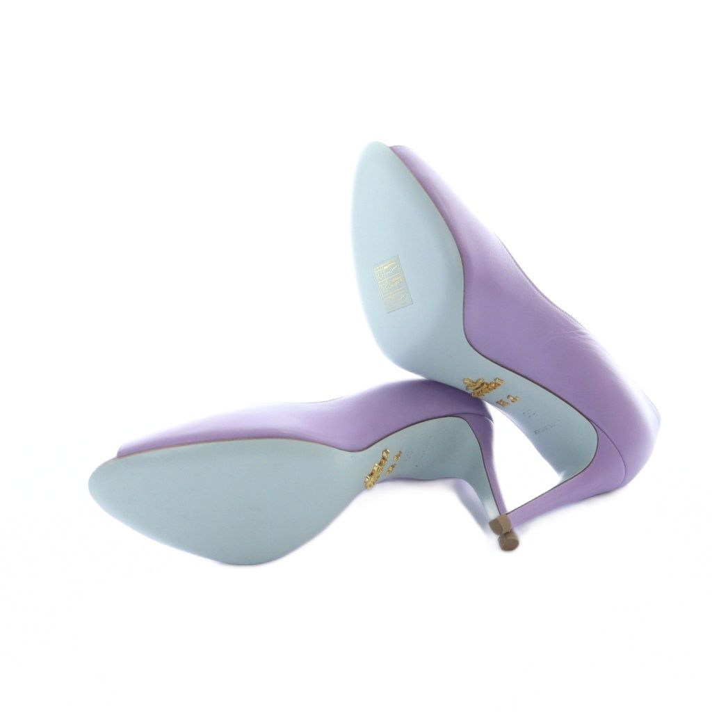 プラダ PRADA パンプス ハイヒール オープントゥ 花柄 ロゴ レザー 35 プラダ PRADA パンプス ハイヒール オープントゥ 花柄 ロゴ レザー 35