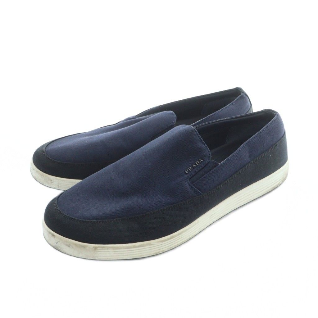 プラダスポーツ PRADA SPORT スリッポン シューズ 靴 ロゴ 8 27 cm 紺 ネイビー GY 19 MQ OH