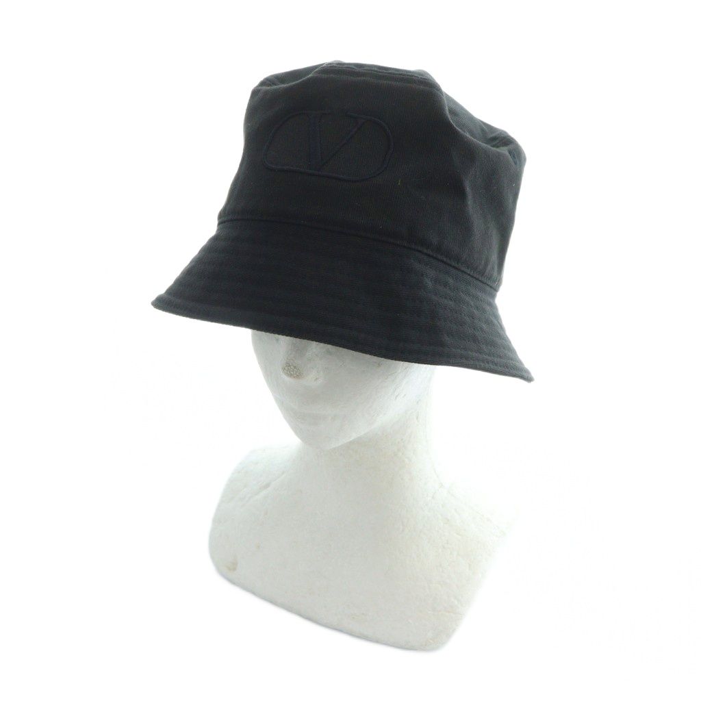 ヴァレンティノ ガラヴァーニ バケットハット 帽子 ロゴ 刺繍 黒 ブラック GY 19 |MQ