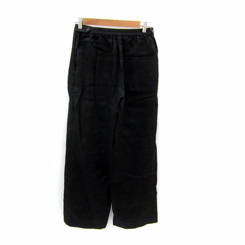 デプレ DES PRES トゥモローランド 25 SS ツイルリネン セミワイドイージーパンツ ロング丈 無地 麻 36 S 黒 ブラック 22-04-51-04301 SY 3 GY 19