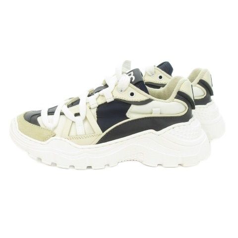 ドルチェ-ガッバーナ ドルガバ DOLCE-GABBANA airmaster スニーカー レザー 男の子 ボーイズ 30 19 cm ベージュ 紺 ネイビー レースアップ ロゴ MN 4 GY