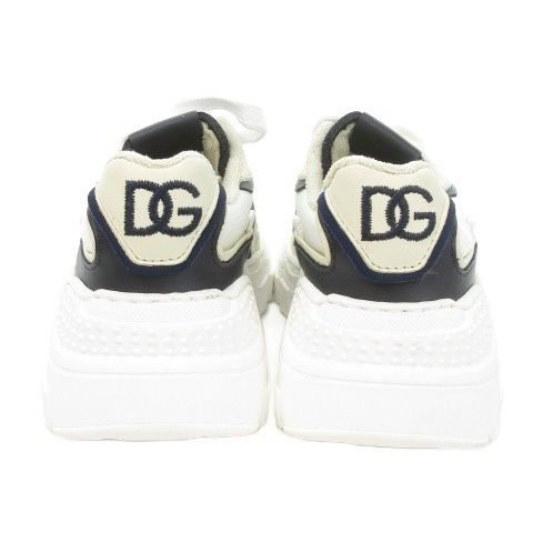 ドルチェ-ガッバーナ ドルガバ DOLCE-GABBANA airmaster スニーカー レザー 男の子 ボーイズ 30 19 cm ベージュ 紺 ネイビー レースアップ ロゴ |MN 4 GY