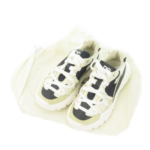  ドルチェ-ガッバーナ ドルガバ DOLCE-GABBANA airmaster スニーカー レザー 男の子 ボーイズ 30 19 cm ベージュ 紺 ネイビー レースアップ ロゴ |MN 4 GY スニーカー キッズシューズ