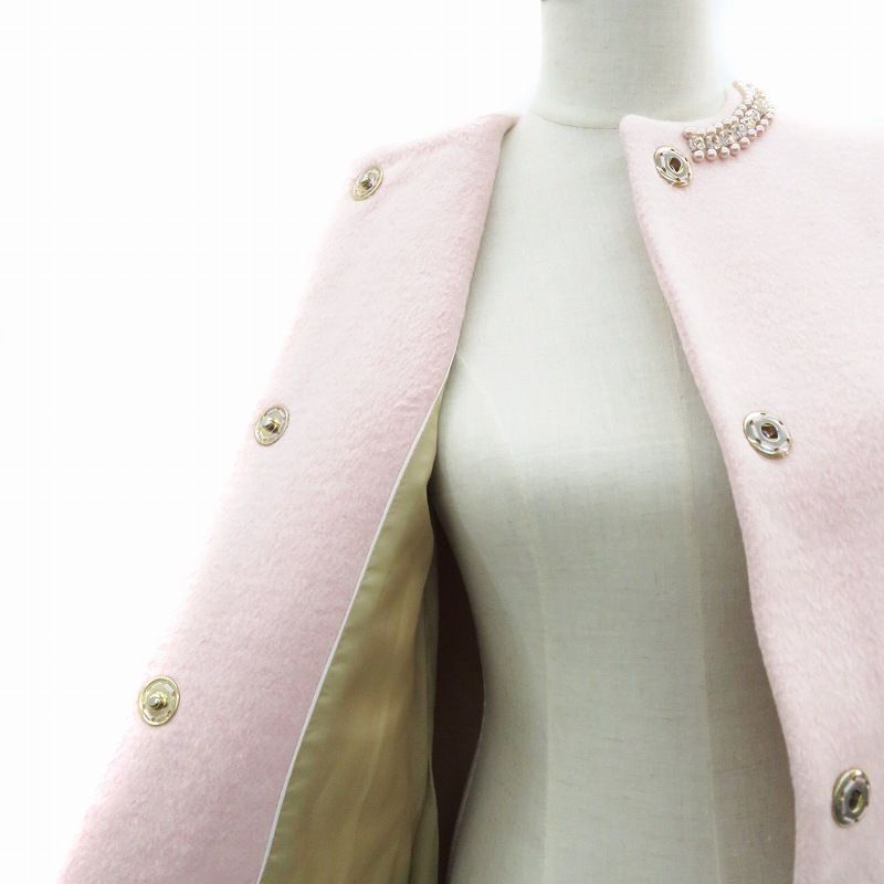 ブルーガール　コート ブルーガール BLUGIRL ノーカラーコート ロング丈 ビジュー 38 M