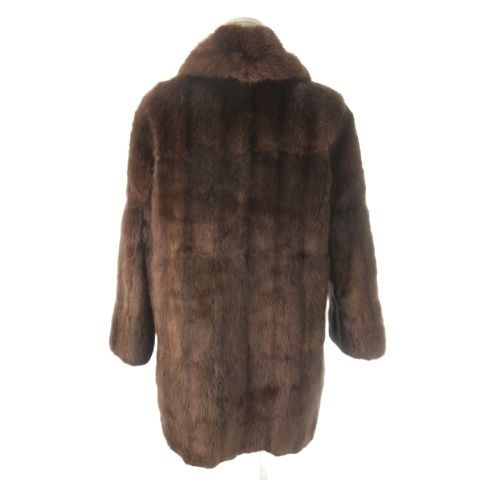 ノーブランド ファーコート ミンクファー 毛皮 ミドル丈 ショール レッドブラウン CK 4 GY 18