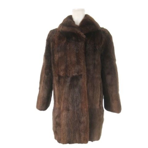 ノーブランド ファーコート ミンクファー 毛皮 ミドル丈 ショールカラー レッドブラウン |CK 4 GY 18