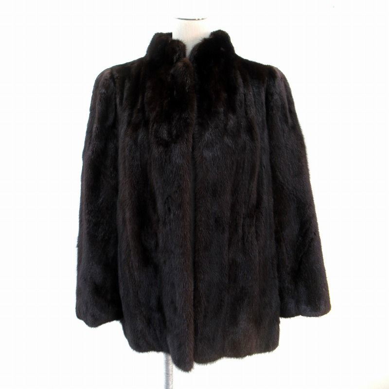 毛皮コート ファーコート ミンク ハーフ丈 ダークブラウン /SM24 ■GY18