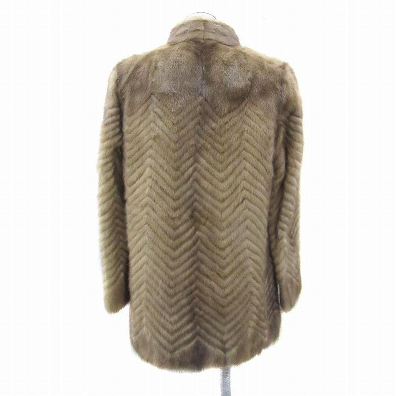 ミンクファーコート 毛皮コート ハーフ丈 9 ライトブラウン SY 38 GY 18