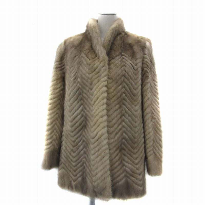 ミンクファーコート 毛皮コート ハーフ丈 9 ライトブラウン SY 38 GY 18