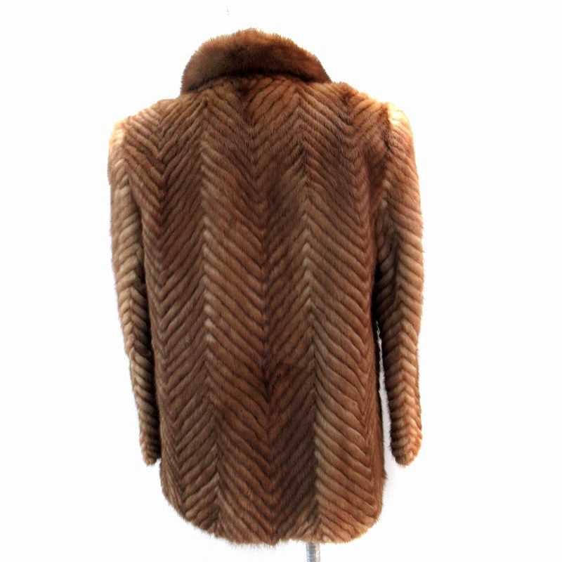 毛皮コート ァーコート ミンク ハーフ丈 13 大きいサイズ 茶 ブラウン SM 11 GY 18