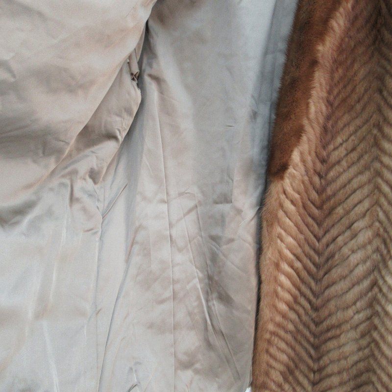  毛皮コート ァーコート ミンク ハーフ丈 13 大きいサイズ 茶 ブラウン SM 11 GY 18 毛皮 ファーコート ジャケット アウター