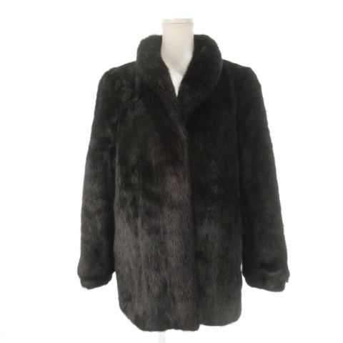 マックギャリー MACK GARRY ファーコート ミンクファー 毛皮 ミドル丈 ショール 黒 ブラック CK 16 GY 11