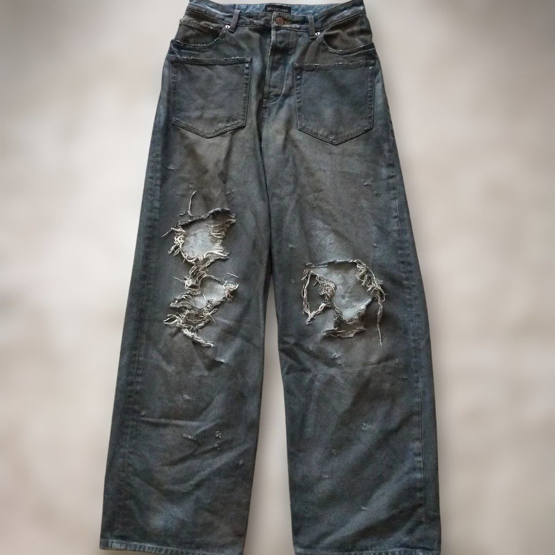 バレンシアガ BALENCIAGA PATCHED POCKET BAGGY JEANS 751111 ダメージ バレンシアガ BALENCIAGA PATCHED POCKET BAGGY JEANS 751111 ダメージ