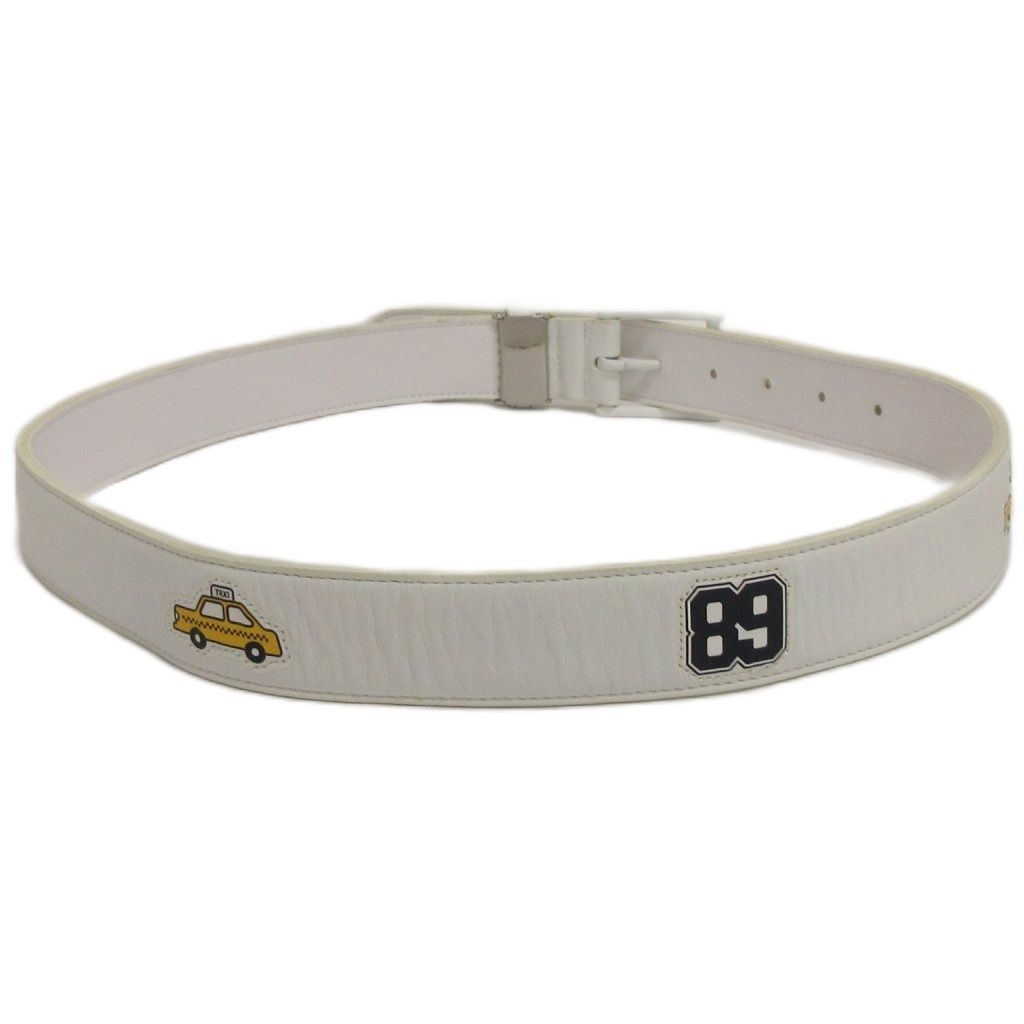 パーリーゲイツ PEARLY GATES ロゴ タクシー柄 ベルト 白 ホワイト
