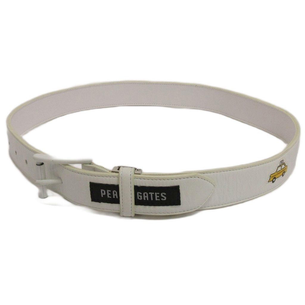 パーリーゲイツ PEARLY GATES ロゴ タクシー柄 ベルト 白 ホワイト