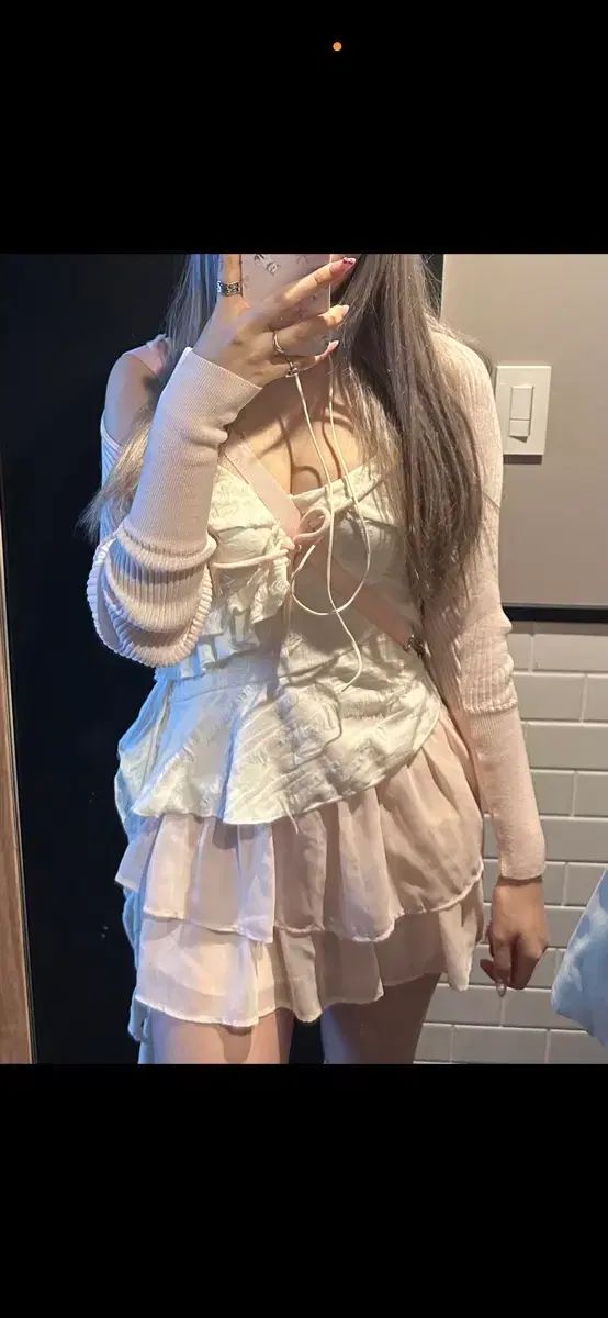 スリータイムズ リットボレロ ピンク スワンシフォン スカート s セット