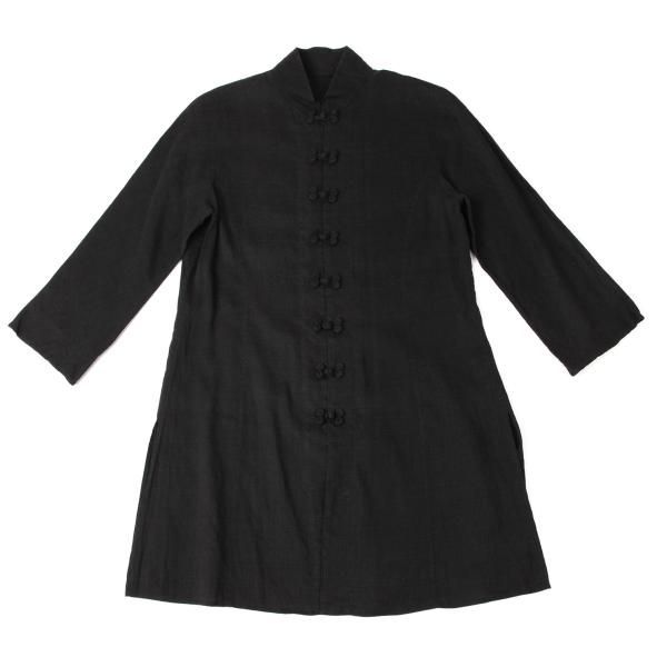 ヨーガンレールJURGEN LEHL リネン混紡チャイナボタンロングシャツ 黒M