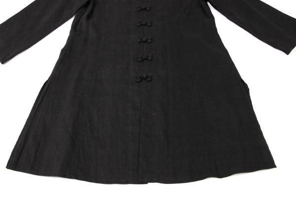 ヨーガンレールJURGEN LEHL リネン混紡チャイナボタンロングシャツ 黒M