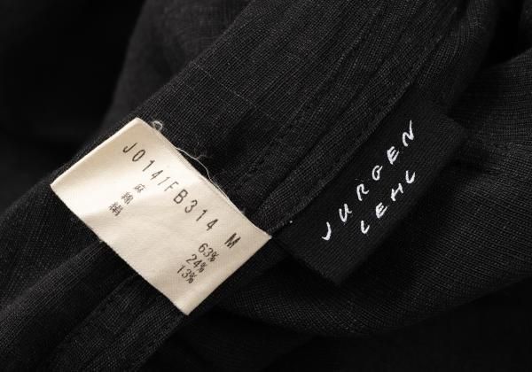 ヨーガンレールJURGEN LEHL リネン混紡チャイナボタンロングシャツ 黒M