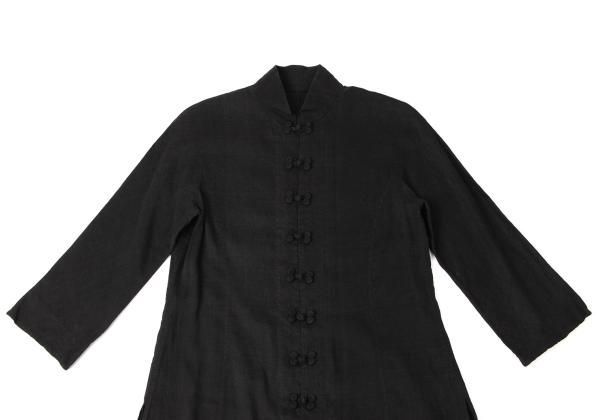 JURGEN LEHL　ヨーガンレール　チャイナシャツ　ラグラン袖 ヨーガンレールJURGEN LEHL リネン混紡チャイナボタンロングシャツ 黒M