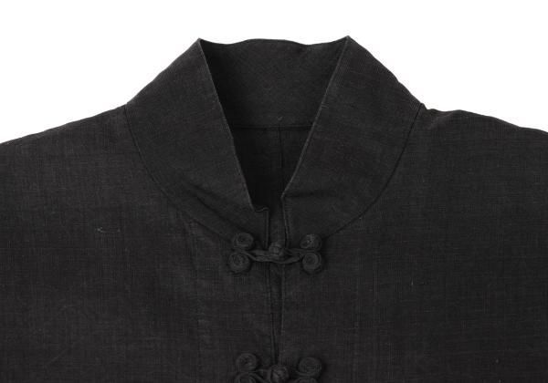 ヨーガンレールJURGEN LEHL リネン混紡チャイナボタンロングシャツ 黒M