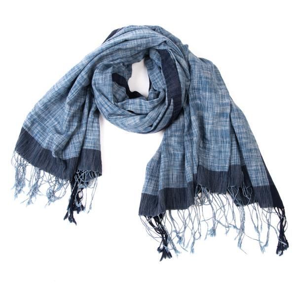 お値下げしました❗Jurgen Lehl　ヨーガンレール　ストール　マフラー ヨーガンレールJURGEN LEHL 切替フリンジストール 青紺 - メルカリ